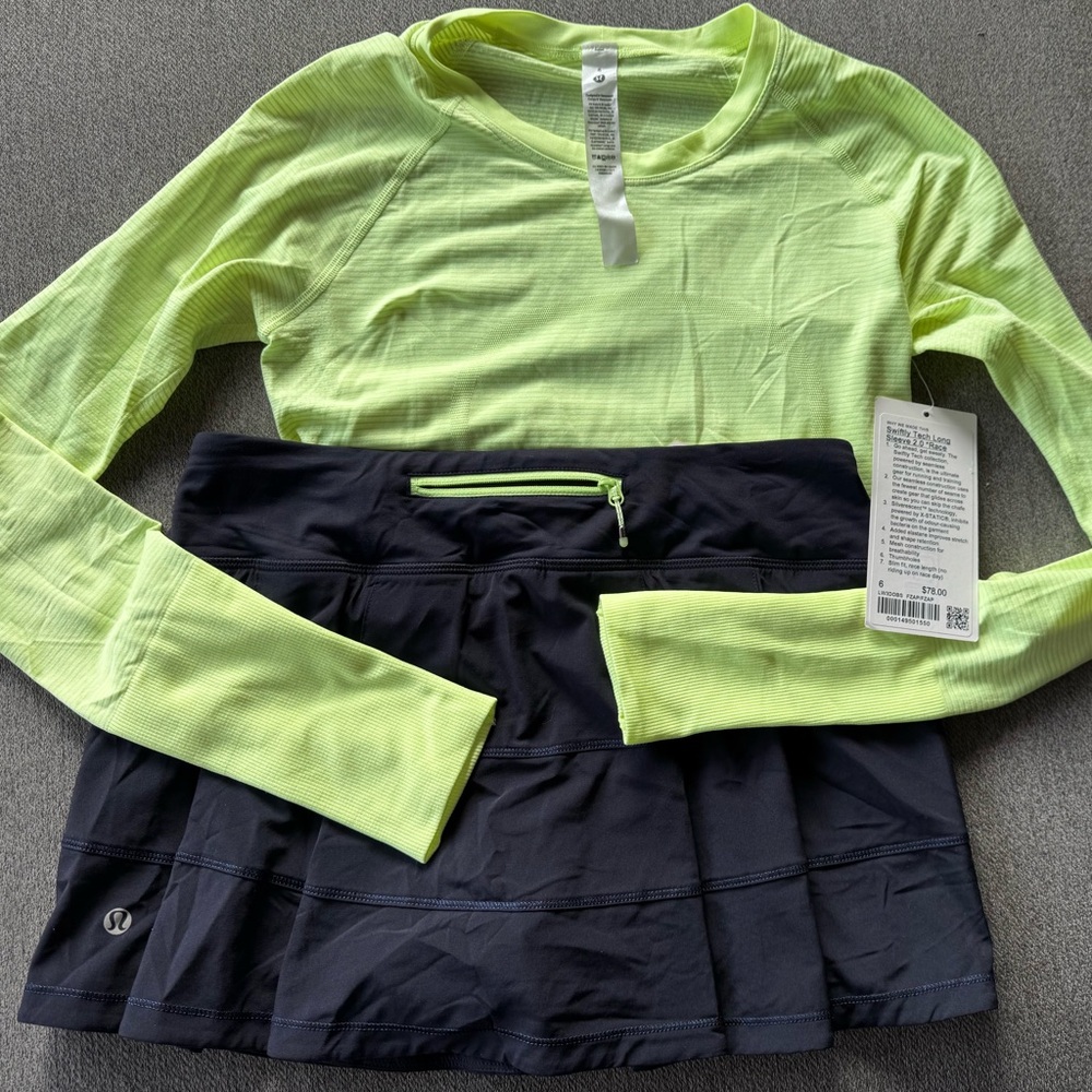 Lululemon Set (6) NWT Swiftly Tech Long sleeve Race length/ Pace Rival skirt